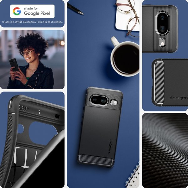 Spigen Google Pixel 8 -kuori Rugged Armor Matte Black