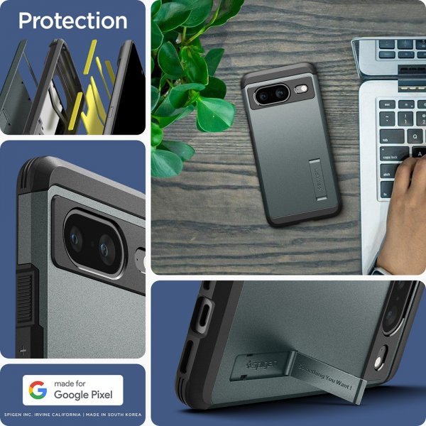Spigen Google Pixel 8 -suojakuori Tough Armor Abyss Green