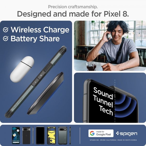 Spigen Google Pixel 8 -suojakuori Tough Armor Abyss Green