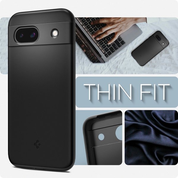 Spigen Google Pixel 8a Thin Fit -suojakuori, musta