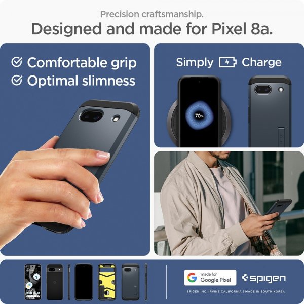 Spigen Google Pixel 8a Suojakotelo Tough Armor Metal Slate