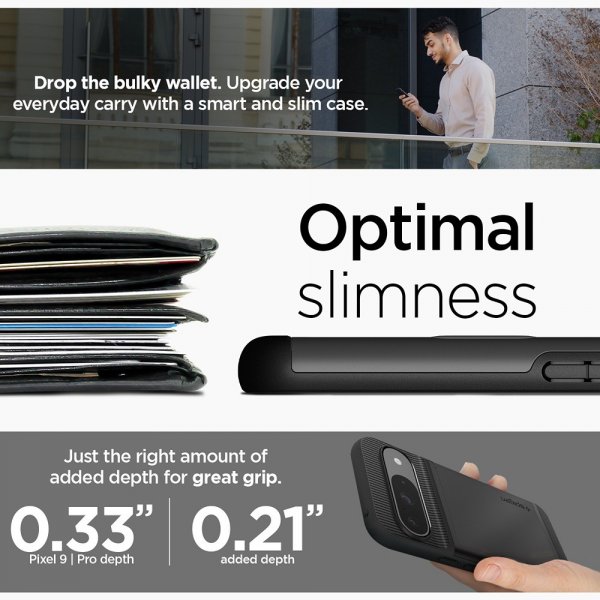 Spigen Google Pixel 9/Pixel 9 Pro Kuori Slim Armor CS Musta