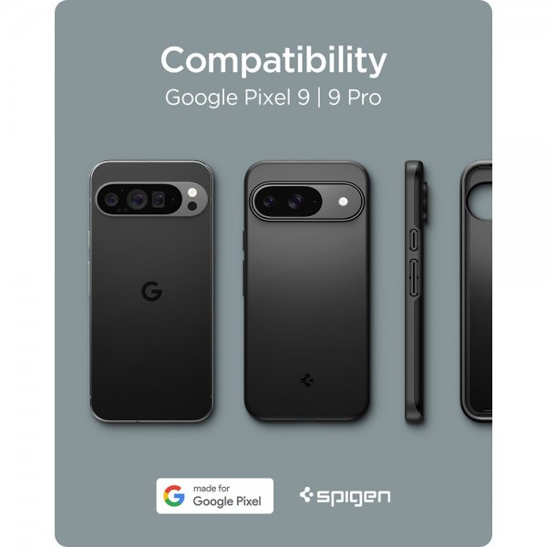 Spigen Google Pixel 9/Pixel 9 Pro -kuori Thin Fit, musta