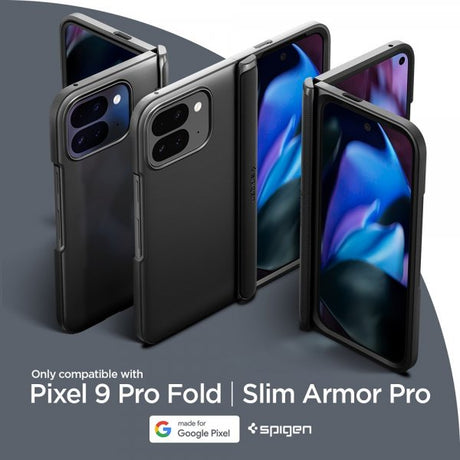 Spigen Google Pixel 9 Pro Fold -kuoret, Slim Armor Pro, musta