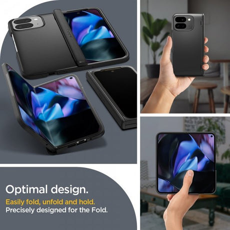 Spigen Google Pixel 9 Pro Fold -kuoret, Slim Armor Pro, musta