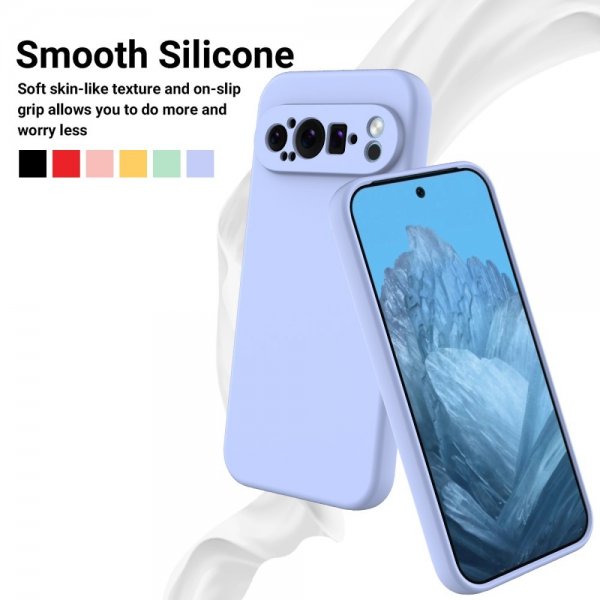 Google Pixel 9 Pro -kuoret hihnalla, silikoni, violetti