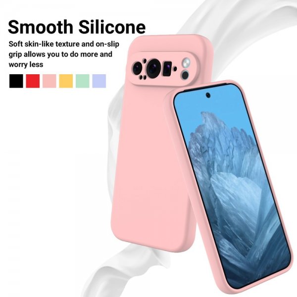 Google Pixel 9 Pro Kuori hihnalla Silikoni Vaaleanpunainen