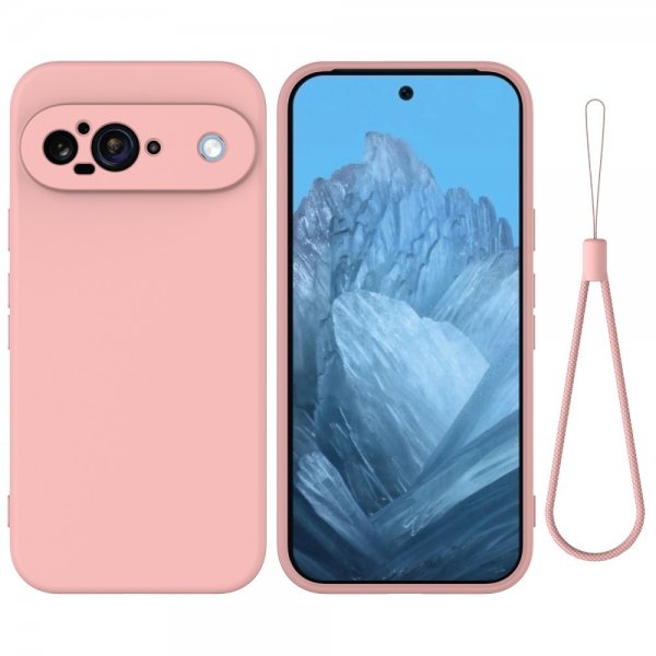 Google Pixel 9 Kuori hihnalla Silikoni Vaaleanpunainen