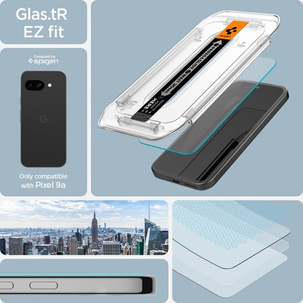 Spigen Google Pixel 9a Näytönsuoja GLAS.tR EZ Fit 2-pakkaus