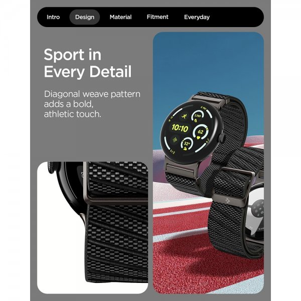 Spigen Google Pixel Watch 3/4 45mm ranneke Lite Fit X musta