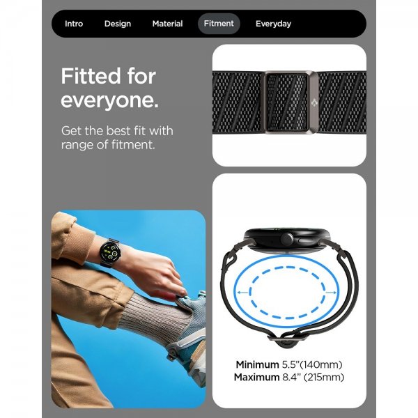 Spigen Google Pixel Watch 3/4 45mm ranneke Lite Fit X musta