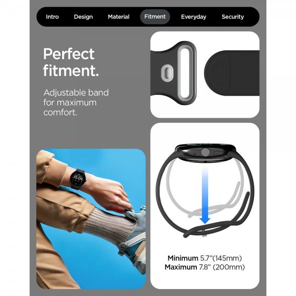 Spigen Google Pixel Watch 3/4 45mm Ranneke Nano Pop Musta Sesame