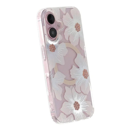 iPhone 16 Kuori Kukkakuvioinen Strassi MagSafe Sininen Violetti