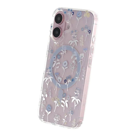 iPhone 16 Kuori Kukkakuvioinen Strassi MagSafe Violetti