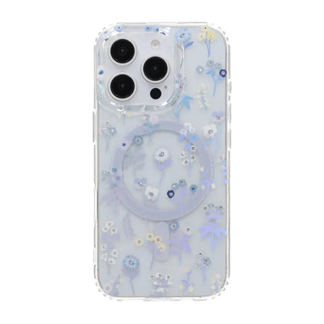 iPhone 16 Pro Kuori Kukkakuvioinen Strassi MagSafe Violetti