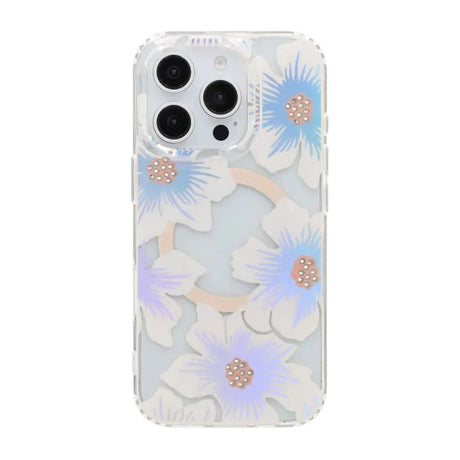 iPhone 16 Pro Max Kuori Kukkakuvioinen Strassi MagSafe Sininen Violetti