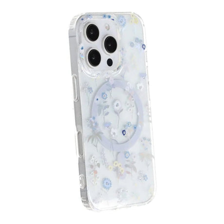 iPhone 16 Pro Max Kuori Kukkakuvioinen Strassi MagSafe Violetti