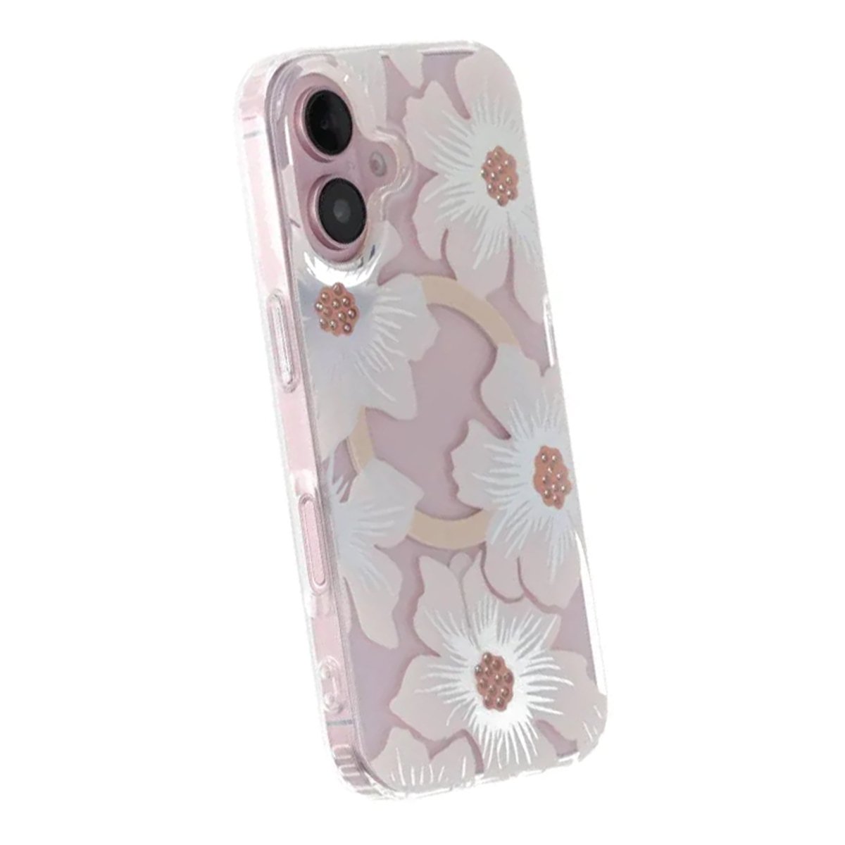 iPhone 17 Kuori Kukkakuvioinen Strassi MagSafe Sininen Violetti
