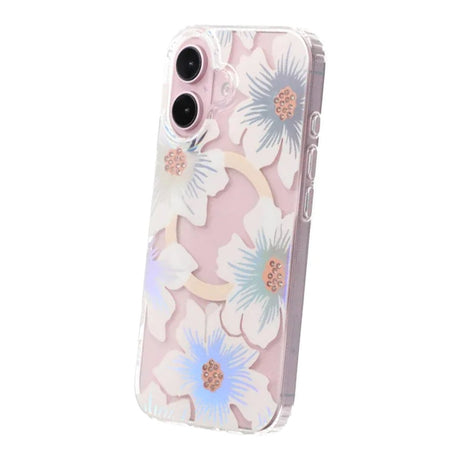 iPhone 17 Kuori Kukkakuvioinen Strassi MagSafe Sininen Violetti