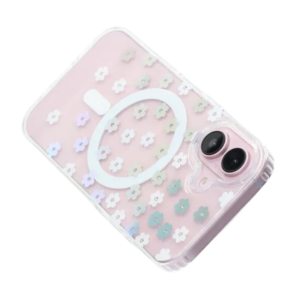 iPhone 17 Kuori Kukkakuvio Strassit MagSafe Violetti