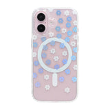 iPhone 17 Kuori Kukkakuvio Strassit MagSafe Violetti