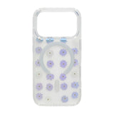 iPhone 17 Pro Kuori Kukkakuvio Strassit MagSafe Violetti