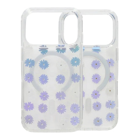 iPhone 17 Pro Kuori Kukkakuvio Strassit MagSafe Violetti