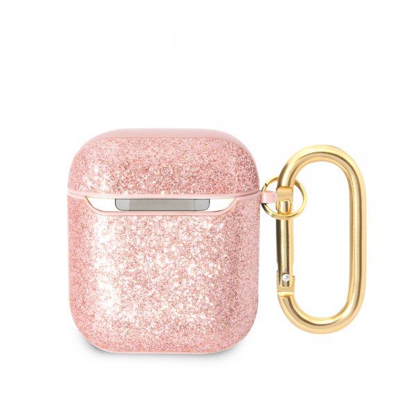 Guess AirPods 1/2 Kuoret Glitterhiutaleet Ruusukulta