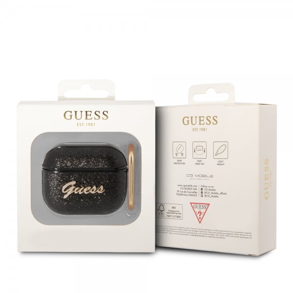 Guess AirPods 3 Kuoret Glitter Hiutaleet Musta