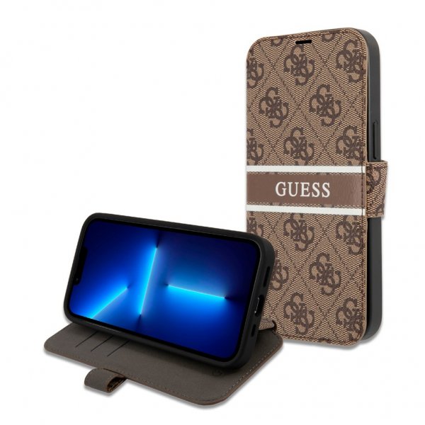 Guess iPhone 13 suojakuori Printed Stripe ruskea