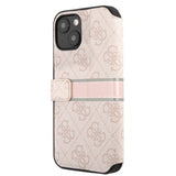 Guess iPhone 13 -kotelo, Printed Stripe, pinkki