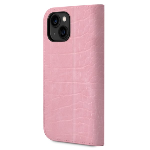 Guess iPhone 14 -suojakuori Croco Pink