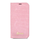Guess iPhone 14 -suojakuori Croco Pink