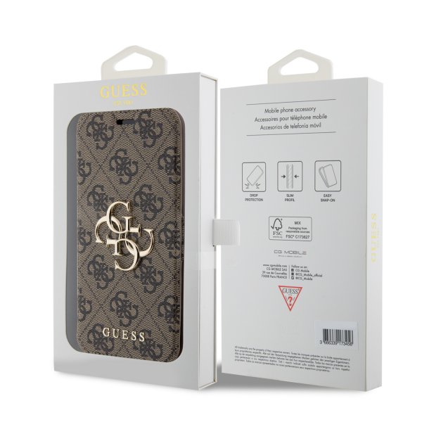 Guess iPhone 15 Pro Kotelo 4G Logo Ruskea