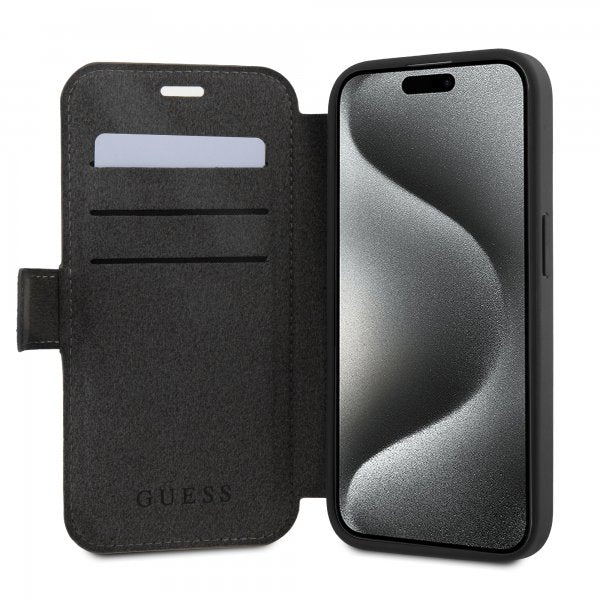Guess iPhone 15 Pro Kotelo 4G Logo Harmaa