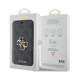 Guess iPhone 15 Pro Kotelo 4G Logo Harmaa