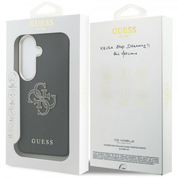 Guess Samsung Galaxy S26 Kuori 4G Logo Grained Musta