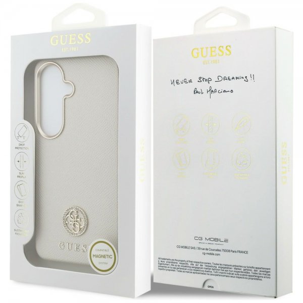 Guess Samsung Galaxy S26 Plus Kotelo Timanttikuvioitu Logo MagSafe Beige