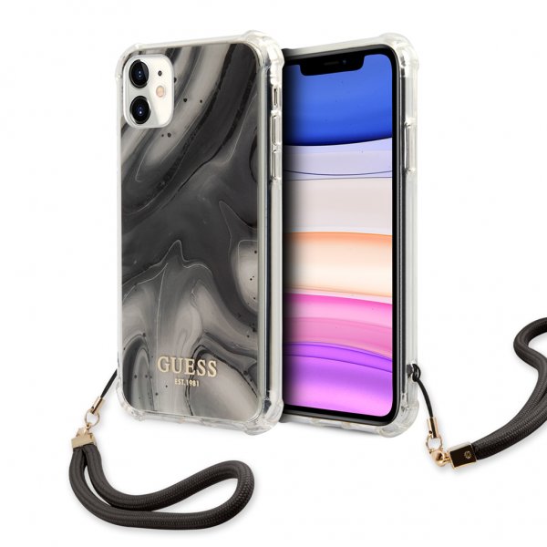 Guess iPhone 11 -suojakuori Marble harmaa