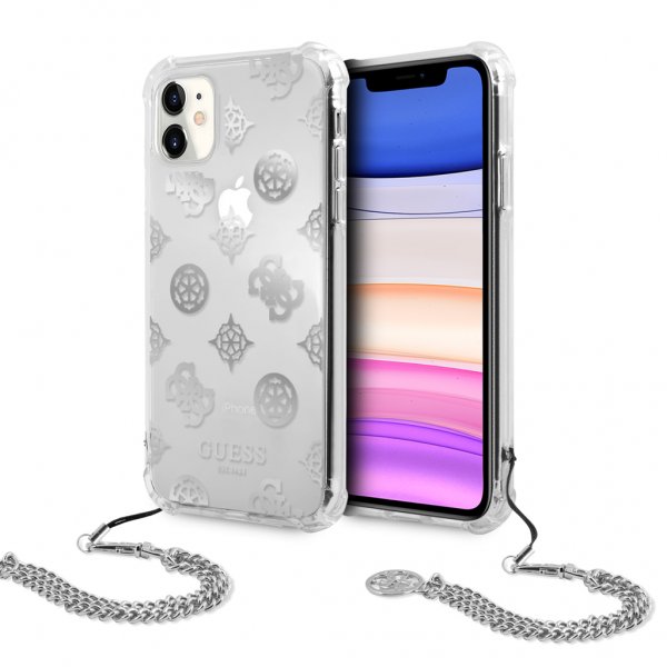 Guess iPhone 11 -suojakuori, Chain Peony Silver