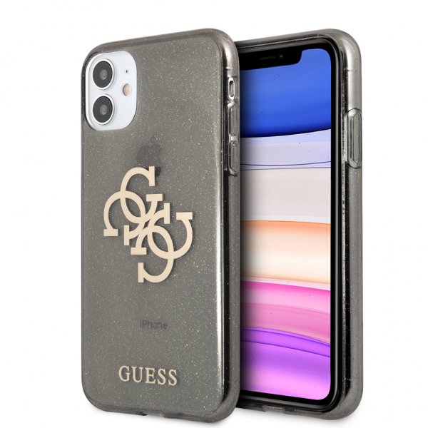 Guess iPhone 11 -suojakuori, täynnä glitteriä, musta