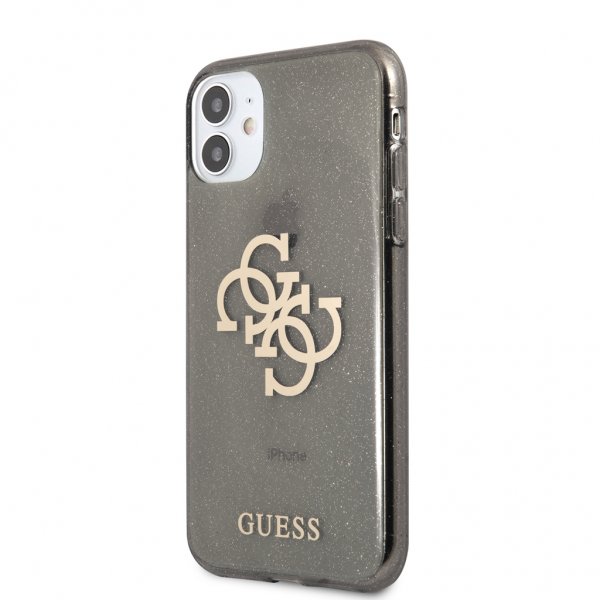 Guess iPhone 11 -suojakuori, täynnä glitteriä, musta