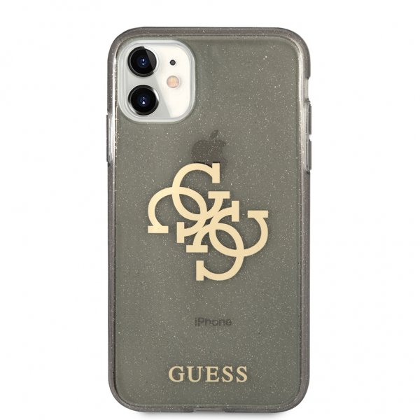 Guess iPhone 11 -suojakuori, täynnä glitteriä, musta