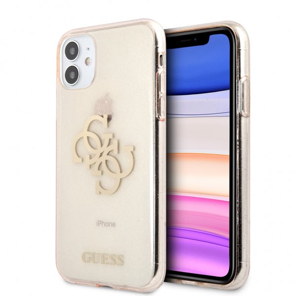 Guess iPhone 11 -suojakuori Full Glitter Kulta