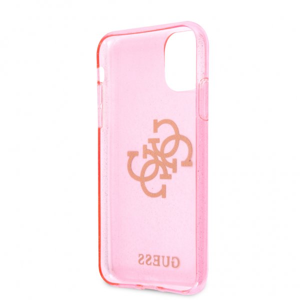Guess iPhone 11 -suojakuori, täynnä kimalletta, pinkki