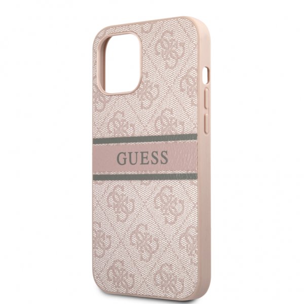 Guess iPhone 12 Pro Max -kuoret, Printed Stripe, pinkki