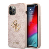 Guess iPhone 12/iPhone 12 Pro Kuori Metallilogo Roosa