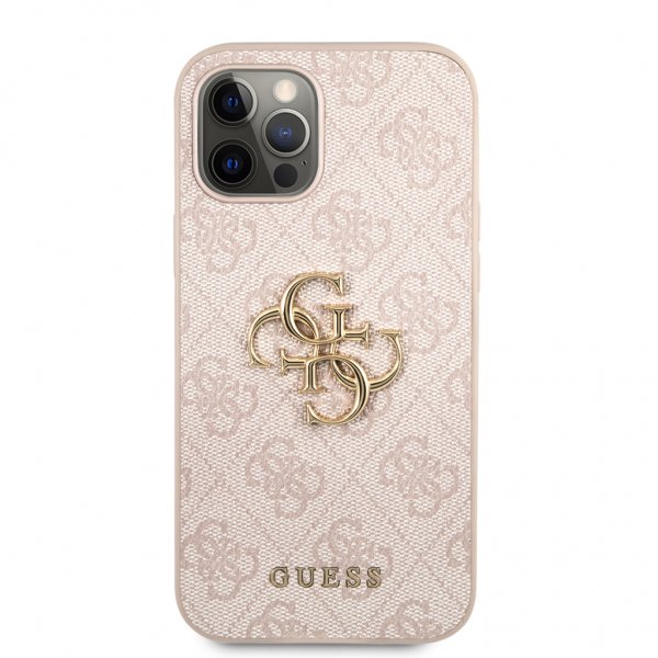 Guess iPhone 12/iPhone 12 Pro Kuori Metallilogo Roosa