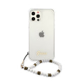 Guess iPhone 12 Pro Max Kuori Script & Pearls Valkoinen Kirkas