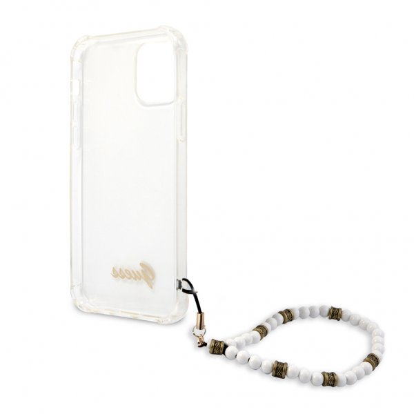 Guess iPhone 12 Pro Max Kuori Script & Pearls Valkoinen Kirkas